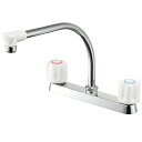 ∠三栄水栓/SANEI 【K61D-W】ツーバルブ台付混合栓 キッチン水栓 共用形〔GA〕