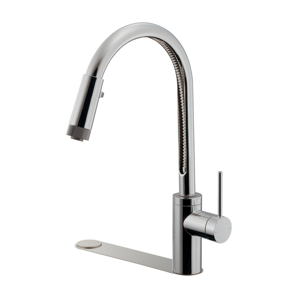 カクダイ 【116-113】シングルレバー混合栓(シャワー・汚れ隠しプレートつき) 逆止〔GB〕