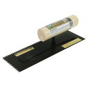 ∀藤原産業 【緑長 テフリッククシメ鏝 3ミリメ 240mm】テフリック クシ目鏝 (4977292107051)