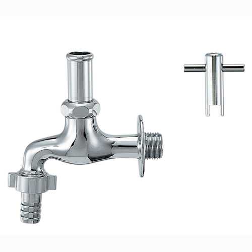 カクダイ【7031L】共用カップリング付き横水栓(首長かぎ式)〔GB〕