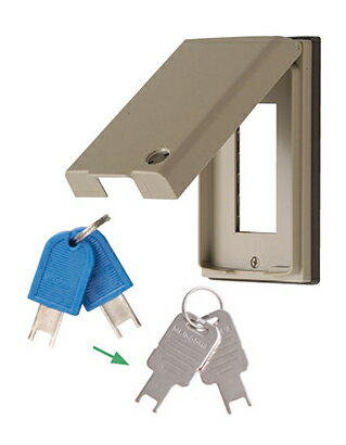 Я明工社 【ML1692-K】キー付防滴プレート ダブルコンセント用