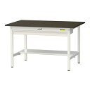 ####u.ヤマキン/山金工業 【SLM-1275WT-BRW】ワークテーブル LABシリーズ(固定式 ワイド引出し付) H740mm 半面棚板付 指紋レスメラミン天板(ブラウン) 組立式(3)