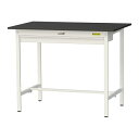 ####u.ヤマキン/山金工業 【SLKH-1275W-BKW】ワークテーブル LABシリーズ(固定式 ワイド引出し付) H950mm 基本形 ケミテクト天板(ブラック) 組立式(3)