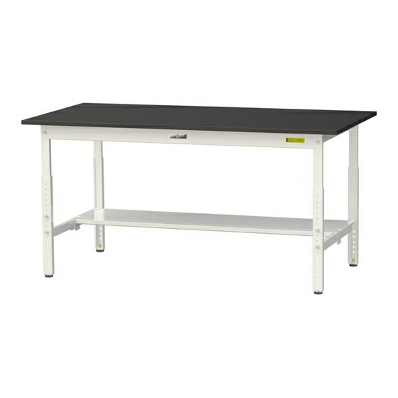 ####u.ヤマキン/山金工業 【SLKA-1575T-BKW】ワークテーブル LABシリーズ(高さ調整タイプ) H600〜H900mm 半面棚板付 ケミテクト天板(ブラック) 組立式
