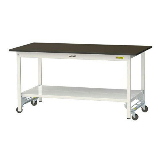 ####u.ヤマキン/山金工業 【SLMU-1575TT-BRW】ワークテーブル LABシリーズ(ワンタッチ移動タイプ) H740mm 全面棚板付 指紋レスメラミン天板(ブラウン) 組立式