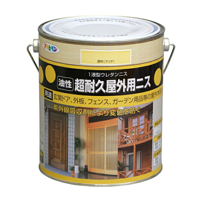 ∀アサヒペン 【524157】油性超耐久屋外用ニス 1.8L 透明(クリヤ) (4970925524157)