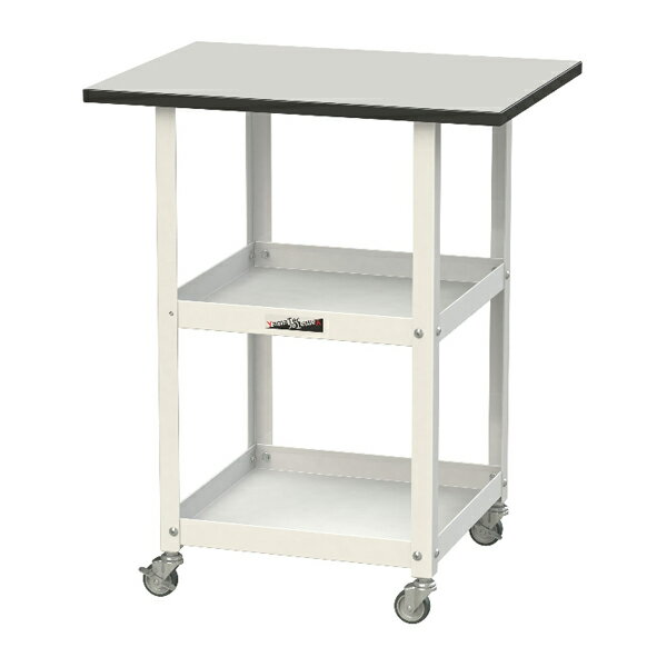 ●u.ヤマキン/山金工業 【HTRC-6045GYW】天板付き150ワゴン RoHS2指令対応塩ビシート天板 棚板2段タイプ W600×D450×H738 組立式