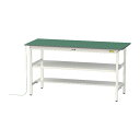 ####u.ヤマキン/山金工業 【SUPEH-1875TF-WW】ワークテーブル 150シリーズ 導電性マット貼りタイプ 固定式 中間棚 H950mm 半面棚板付 組立式(3)