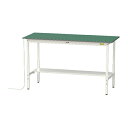 ####u.ヤマキン/山金工業 【SUPEAH-1875T-WW】ワークテーブル 150シリーズ 導電性マット貼りタイプ 高さ調整タイプ H900mm〜H1200mm 半面棚板付 組立式(3)