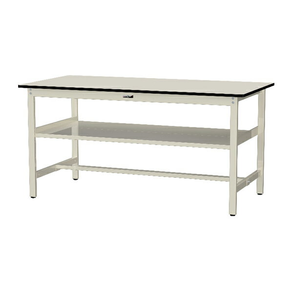 ####u.ヤマキン/山金工業 【SJMH-1890S2-II】ワークテーブル 500シリーズ 固定式 中間棚付 H900mm メラミン天板 アイボリー 組立式