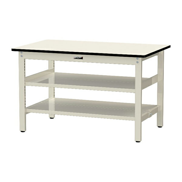 ●u.ヤマキン/山金工業 【SJR-1275TTS2-II】ワークテーブル 500シリーズ 固定式 中間棚付 H740mm 塩ビシ..