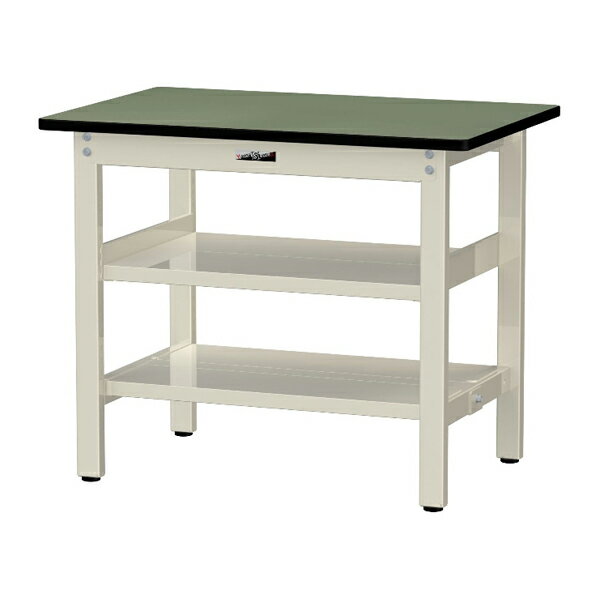 ●u.ヤマキン/山金工業 【SJR-960TTS2-GI】ワークテーブル 500シリーズ 固定式 中間棚付 H740mm 塩ビシ..
