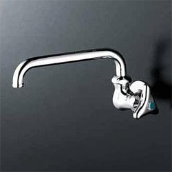 KVK 水栓金具【K10-R24】横形自在水栓(240mm横自在パイプ付)〔GA〕