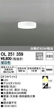 βオーデリック/ODELIC 小型シーリングライト 丸型【OL251359】LED一体型 非調光 昼白色 オフホワイト