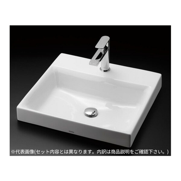 ###TOTO セット品番【LS717C#NW1+TLG10301J】カウンター式洗面器 ベッセル式 ホワイト 台付シングル混合水栓(エコシングル) 壁排水金具(Pトラップ)