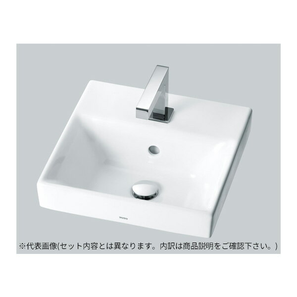 ###TOTO セット品番【LS721C#NW1+TLG04302JA】カウンター式洗面器 ベッセル式 ホワイト 台付シングル混合水栓(エコシングル) 床排水金具(Sトラップ)