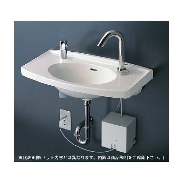 ###TOTO セット品番【L270CM+TLE33SB4A】壁掛洗面器 カウンター一体型 台付自動水栓(サーモ・AC100V) アクアオート 床排水金具(Sトラップ)