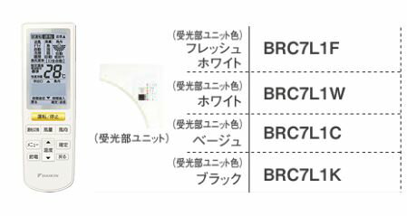 ダイキン 業務用エアコン 部材【BRC7L1F】運転リモコン 受光部本体組込タイプ フレッシュホワイト〔JC.F〕