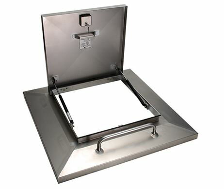 ▲●u.ナスタ/Nasta【KS-RM6060SKH】屋上点検ハッチ ステンレス 後付タイプ ガスダンパー式 鍵付 手摺付 受注生産