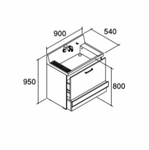 ###INAX/LIXIL ピアラ【AR3CH-905SYN】スタンダード 洗面化粧台本体 ステップスライドタイプ 寒冷地 シングルレバーシャワー水栓 間口900mm 受注生産〔HJ〕
