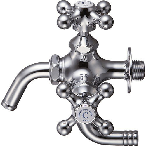 π三栄水栓/SANEI 水栓金具【JF12YK-13】寒冷地 万能二口横水栓(固定コマ仕様)〔FA〕