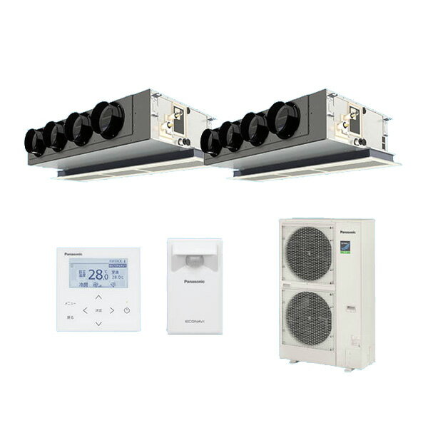 ●βパナソニック 業務用エアコン【PA-P280F7HDBC】[チャンバー・分岐管セット] 天井ビルトインカセット形 同時ツイン エコナビ 三相200V 10.0馬力相当