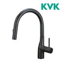 《在庫あり》◆15時迄出荷OK!KVK 水栓金具【KM6061ECM5】マットブラック 流し台用シングルレバー式シャワー付混合栓 グースネック シャワー引出しタイプ eレバー