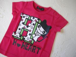 【SALE】50％OFFHungry Heart　【ハングリーハート】46885キャットガールHロゴTシャツ t/mini　【レッド】【シロ】【キッズ 子供服 ナチュラル かわいい アウトレット お出かけ ギフト プレゼント】【8000円以上送料無料】