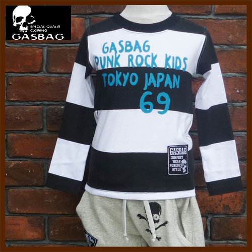 【SALE】40％OFFGASBAG【ガスバッグ】『69』ボーダー長袖Tシャツ【ブラック】35-5094（100cm）〜9（150cm）【キッズ ジュニア　子供服 ナチュラル アウトレット ギフト プレゼント】【8000円以上送料無料】