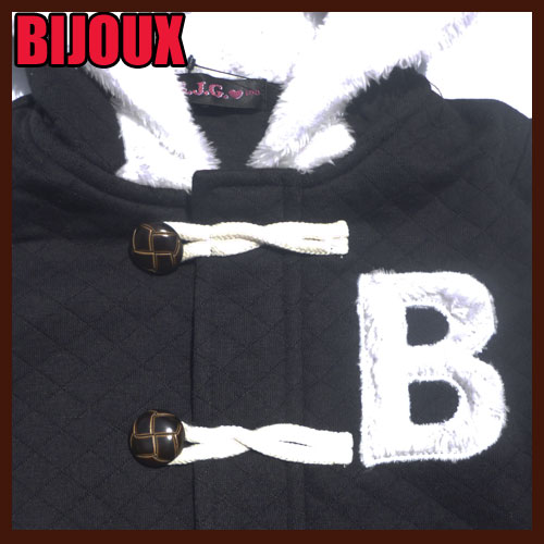 【在庫処分SALE】BIJOUX【ビジュー】裏毛ブルゾン　ブラック キルトブルゾンglk51200100cm〜160cm【子供服 ジュニア キッズ 子供服 ナチュラル アウトレット アウトドア ギフト プレゼント】【8000円以上送料無料】 アウター