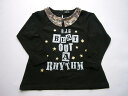 【在庫処分SALE】BIJOUX【ビジュー】ヒョウ柄衿スタッズ付きロゴ長袖Tシャツ【ブラック】100cm〜150cmGLT33206【キッズ 子供服 ナチュラル...