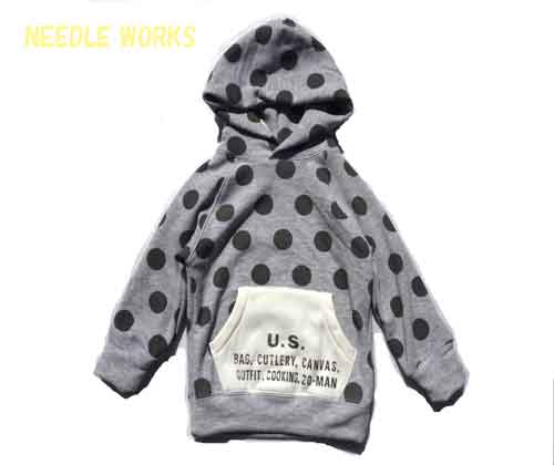 Rakuten - 〇在庫限りSALE　NEEDLE　WORKS【ニードルワークス】ドットプルオーバーパーカー【トップグレー】 NWS-15Sa-045100cm−150cmオフィシャルチーム ニードルワーク【キッズ ジュニア ティーン ペア　お揃い　キューブシュガー】