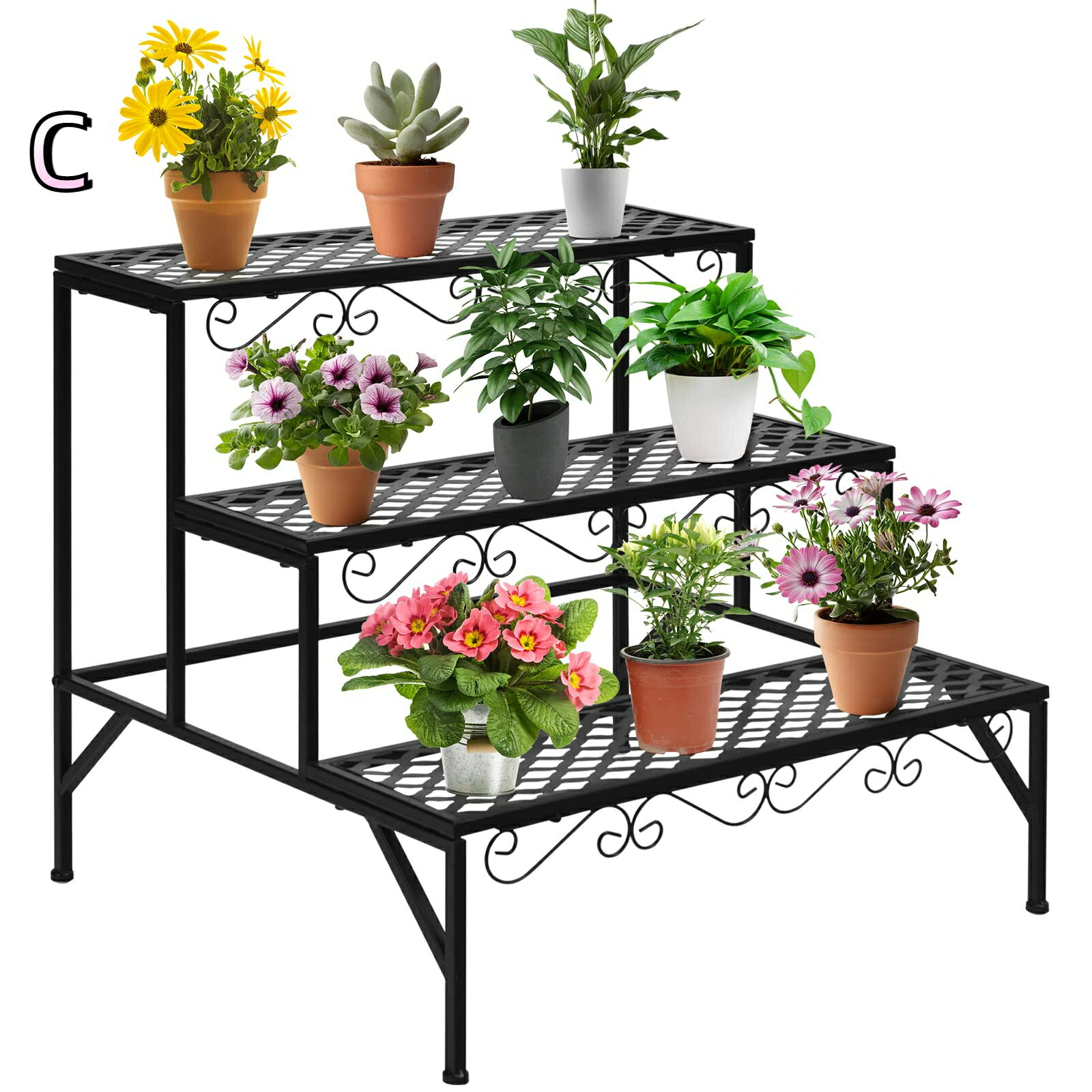 ガーデンラック フラワースタンド 鉄製 アイビースタンド 園芸ラック フラワーラック 盆栽棚 植物棚 鉢..