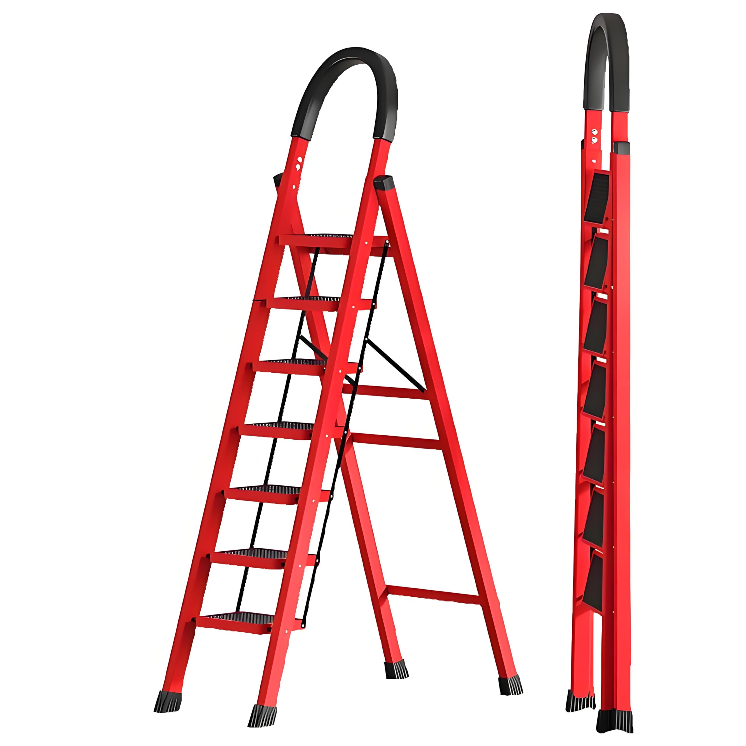 ハシゴ 脚立 折りたたみ 7段 幅広踏み台 最大使用高さ160cm 炭素安全ロック付き ス鋼製 ポンジ手すり ..