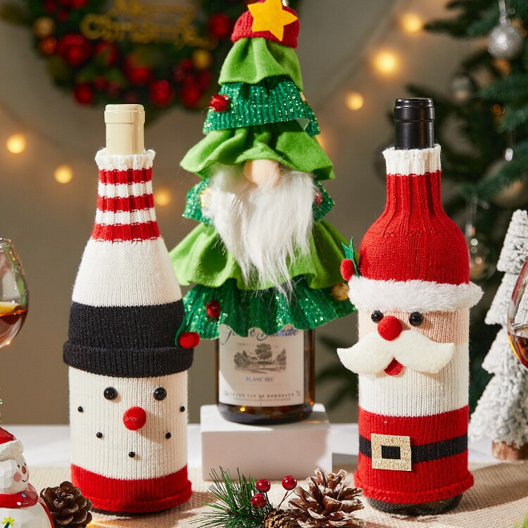 【クリスマス ボトルカバー】ワインケース毛绒 ニット 編み物 ワインボトル 衣装 シャンパン 保温 カバ..