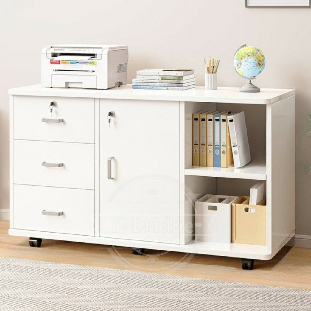デスクサイド収納 キャビネット デスクワゴン サイドチェスト 鍵付きキャビネット 大容量 引き出し付き..
