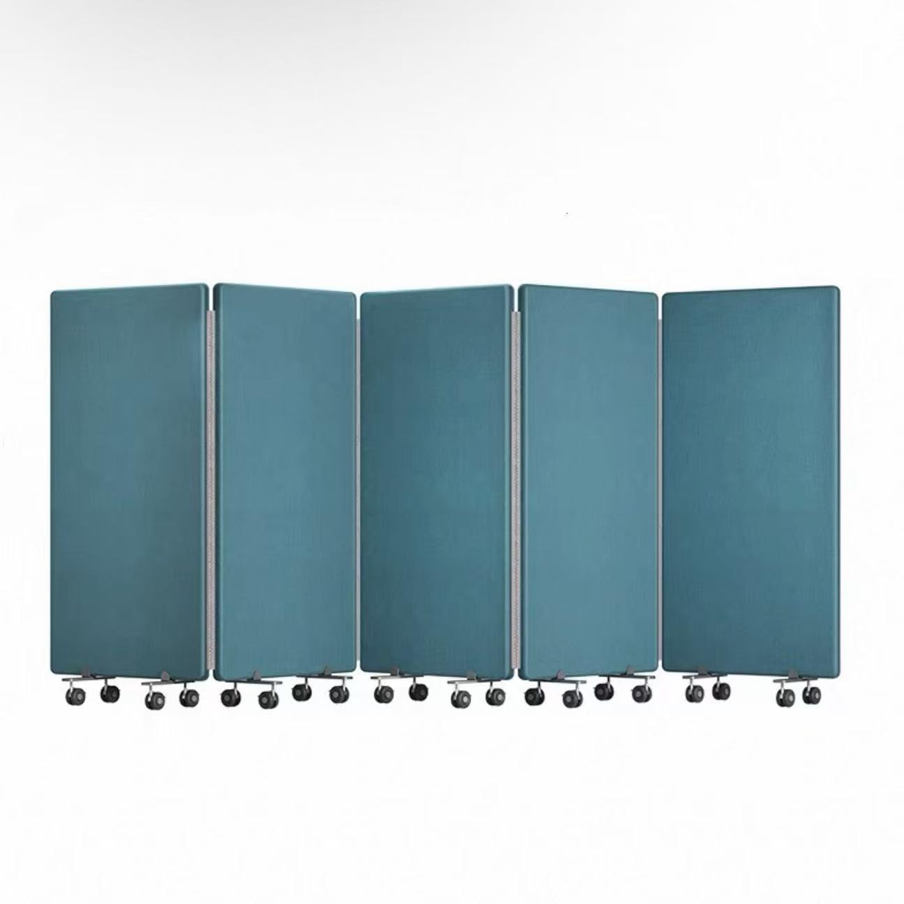 Rakuten - 『新品限定1000円OFFクーポン』パーテーション 吸音 衝立 間仕切り 折りたたみ ついたて 目隠し 室内 おしゃれ 部屋 仕切り 屏風 防音パネル プライバシー保護 キャスター付き 形状可変 オフィス 会議室 (アクアカラー, 5連（高さ180*幅400*厚さ3.3cm))