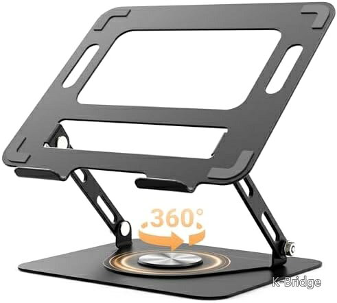 【送料無料】ノートパソコンスタンド 360度回転式 PCスタンド タブレットホルダー 折りたたみ式 高さ調節 角度調整 人間工学 姿勢改善 滑り止め 放熱 在宅勤務 リモートワーク 17インチ対応 ブラック cloverintl1020-10014670 K-Bridge パッケージ画像