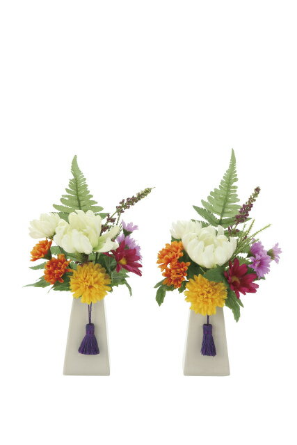 《仏花》《人工観葉植物》光触媒 光の楽園 仏花2個セット（器付）