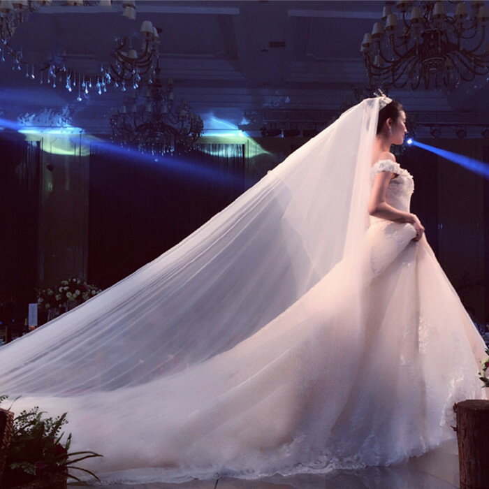 ウェディング ベール ロング ウェディングベール ロング ベールロング 結婚式 挙式 二次会 パーティー ウェディングドレス ウェディング小物 チュール ブライダル 豪華 白 オフホワイト レース コーム付き 3m サイズオーダー オーダーメイド