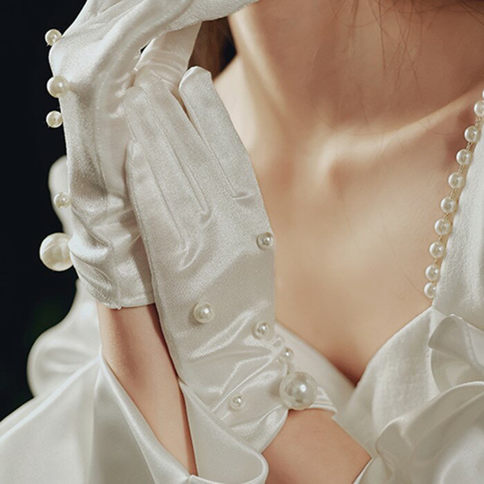 ウェディンググローブ グローブ 結婚式 二次会 発表会 花嫁 ブライダル パール 手袋 ウェディング小物 パーティー 演出 コスプレ 前撮り ホワイト