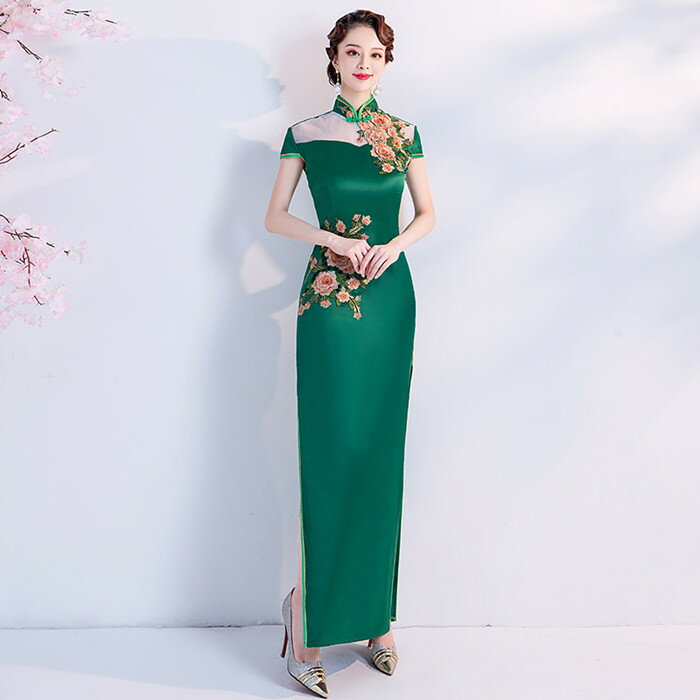 China Dress - チャイナドレス ロング チャイナ服 チャイナロングドレス 大きいサイズ チャイナ風 ワンピース チャイナドレス コスプレ おしゃれ フォマールチャイナワンピース 文化祭 発表会 4色