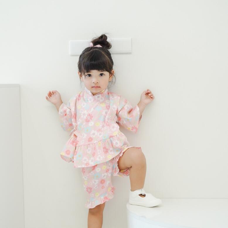 甚平 女の子 90cm 130cm キッズ おしゃれ 甚平 綿100％ 子供用甚平 ベビー じんべ...