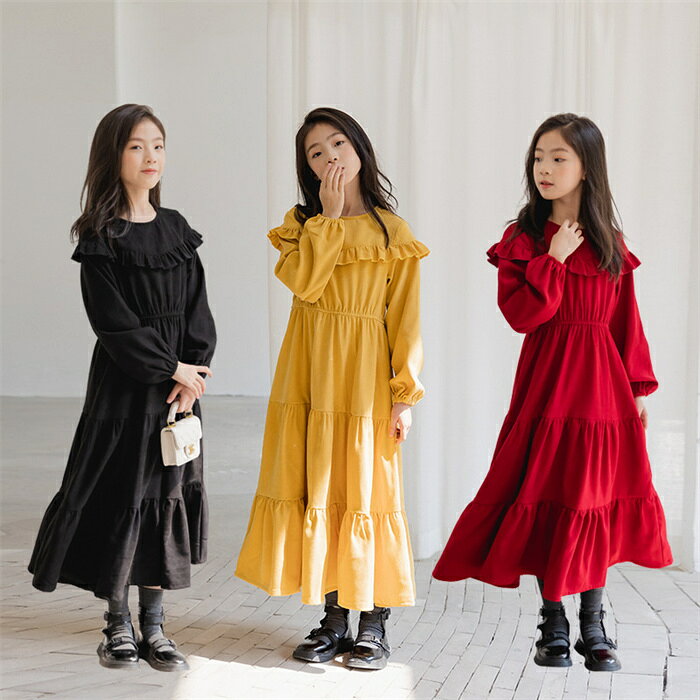 Rakuten - キッズ ワンピース 秋 冬 春 黒 子供服 女の子 ワンピース キッズ ワンピース カジュアル ナチュラル 結婚式 パーティー 韓国子供服 おしゃれ 小学生 中学生 大人っぽい きれいめ 通園 通学 幼稚園 中学校 小学校 120cm 130cm 140cm 150cm 160cm 165cm