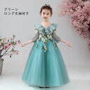 子供ドレス こども 発表会 ドレス ロング 袖付き 袖あり ピンク グリーン プリンセスドレス 子供 ピアノ発表会 ドレス キッズドレス 結婚式 子供ワンピース 演奏会 可愛い おしゃれ スジュニア ドレス フォーマル ガールズ 100cm 110cm 120cm 130cm 140cm 150cm 160cm