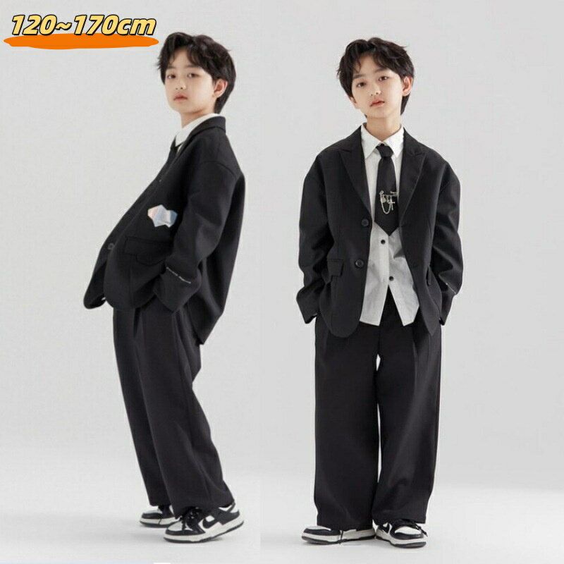 Rakuten - スーツ 男の子 入学式 卒業式 おしゃれ キッズ セットアップ 男の子 ゆったり 大きいサイズ ダンス服 男の子 カジュアルパンツセット 七五三 子供スーツ パーティー 結婚式 発表会 成人式 ジュニア 中学生 高校生 冠婚葬祭 90 100 110 120 130 140 150 160 170