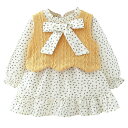 「在庫処分」女の子 ワンピース 長袖 80 秋 綿 キッズ ワンピース おしゃれ ドレス ベスト 2点セット