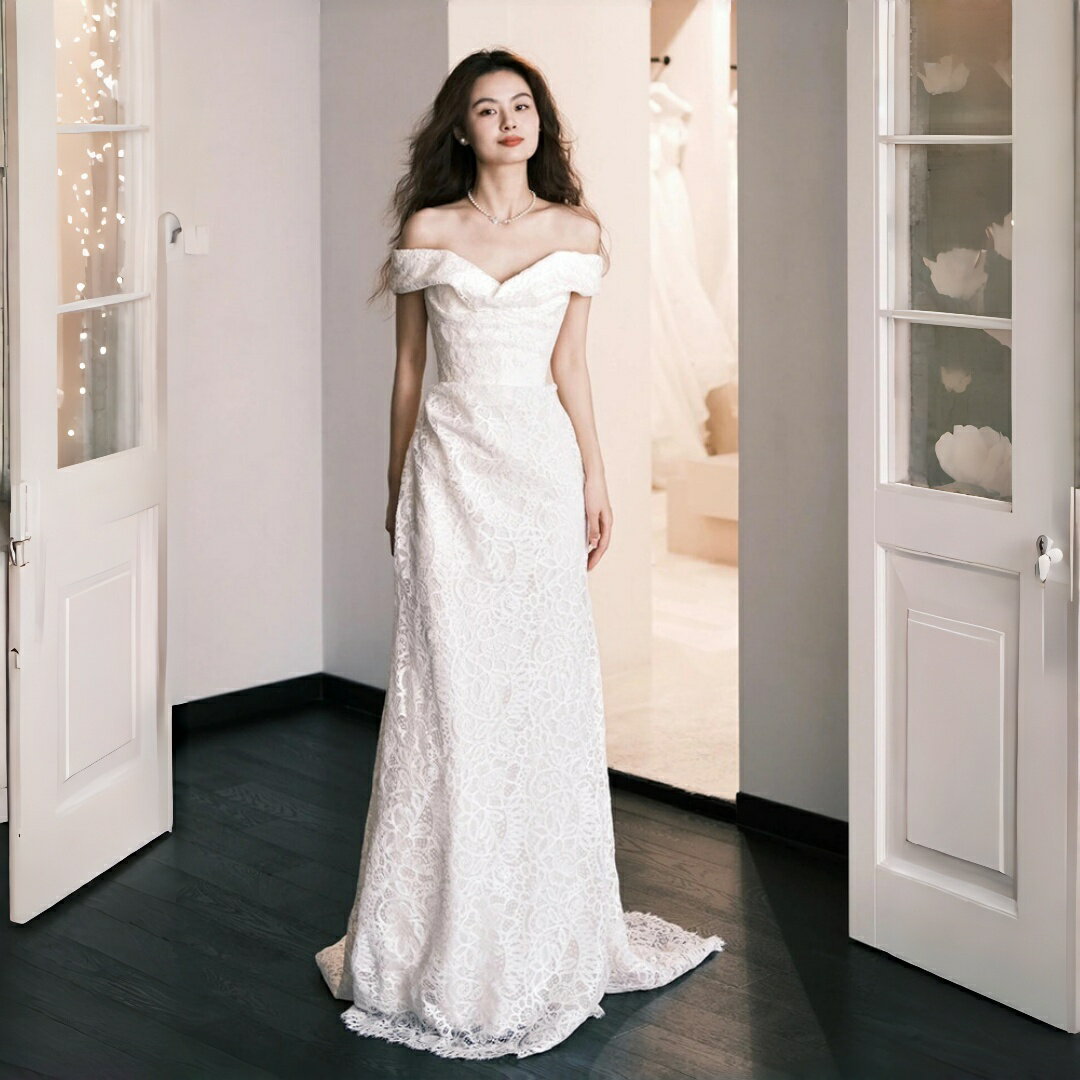 ウエディングドレス 二次会ドレス マーメイドラインドレス オフショルダー 結婚式 海外挙式 前撮り 後撮り 花嫁 結婚式 ブライダル 披露宴 ガーデンウエディング パーティードレス ロングドレス wedding dress 白 XS S M L XXL