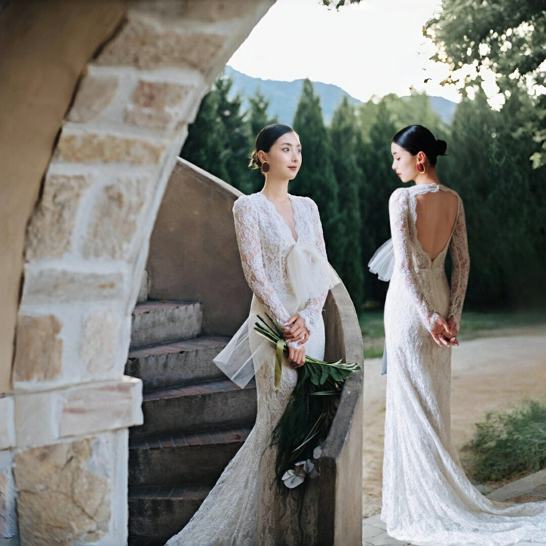 ウエディングドレス 二次会ドレス マーメイドラインドレス 長袖 結婚式 海外挙式 前撮り 後撮り 花嫁 結婚式 ブライダル 披露宴 ガーデンウエディング パーティードレス ロングドレス wedding dress 白 XS S M L XXL