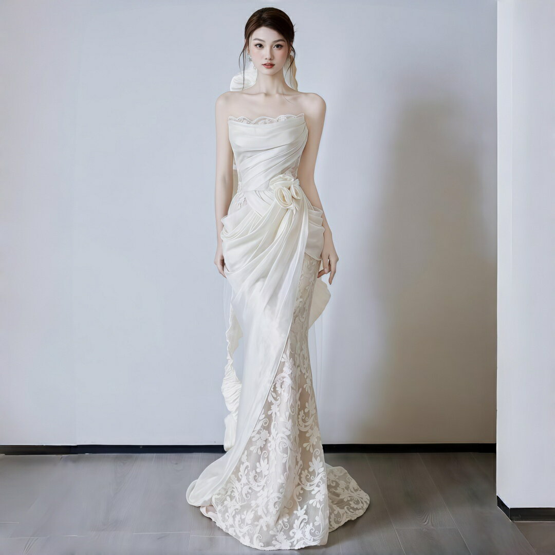 Rakuten - ウエディングドレス 二次会ドレス マーメイドラインドレス オフショルダー 結婚式 海外挙式 前撮り 後撮り 花嫁 結婚式 ブライダル 披露宴 ガーデンウエディング パーティードレス ロングドレス wedding dress 白 XXS XS S M L XL XXL